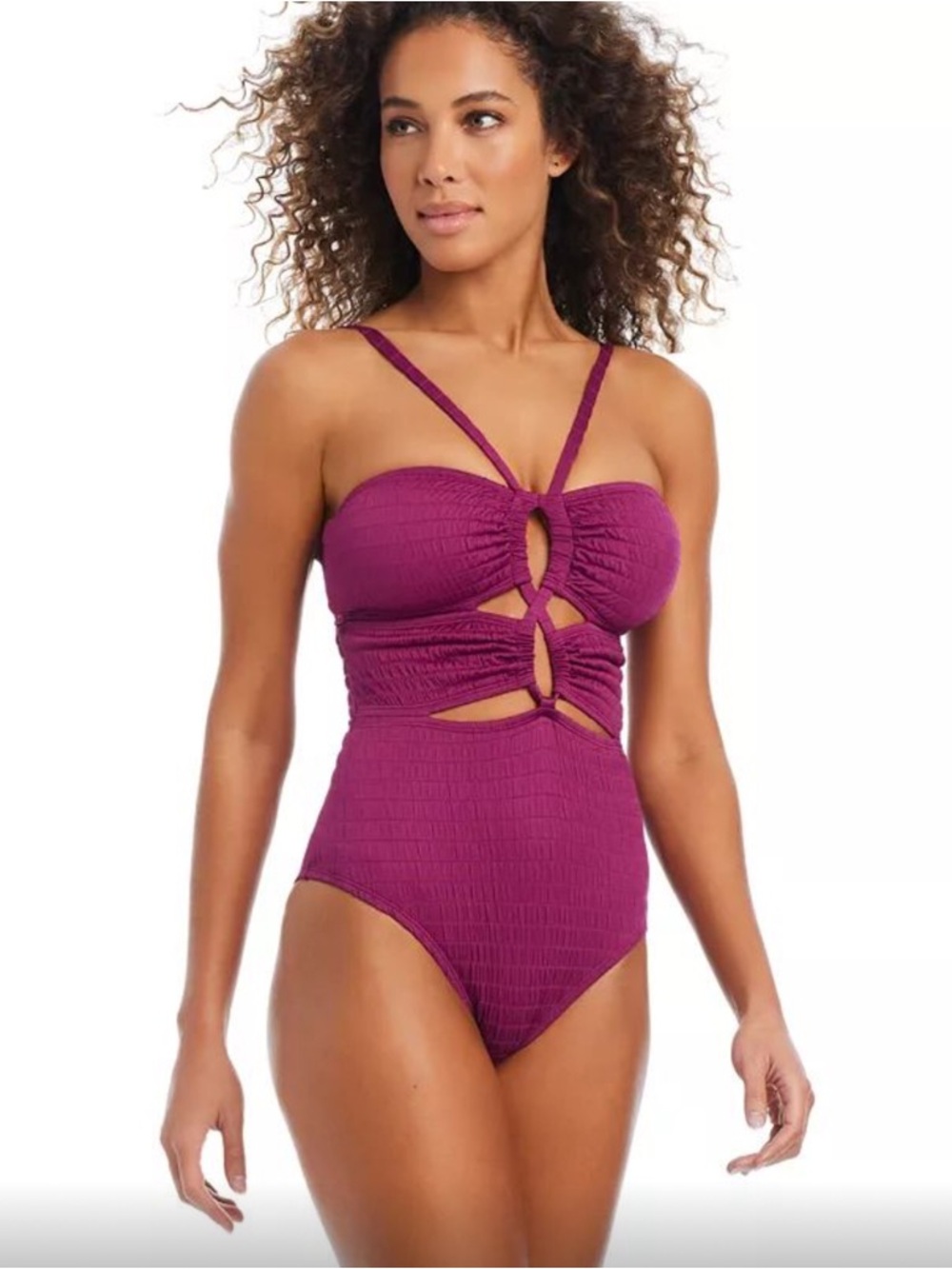 NWT Bar III Pucker Up Keyhole One-Piece Swimsuit Sz M
